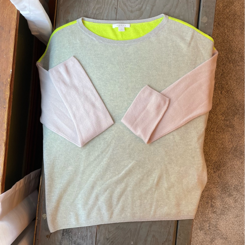 NWT Duffy cashmere color block sweater | size large